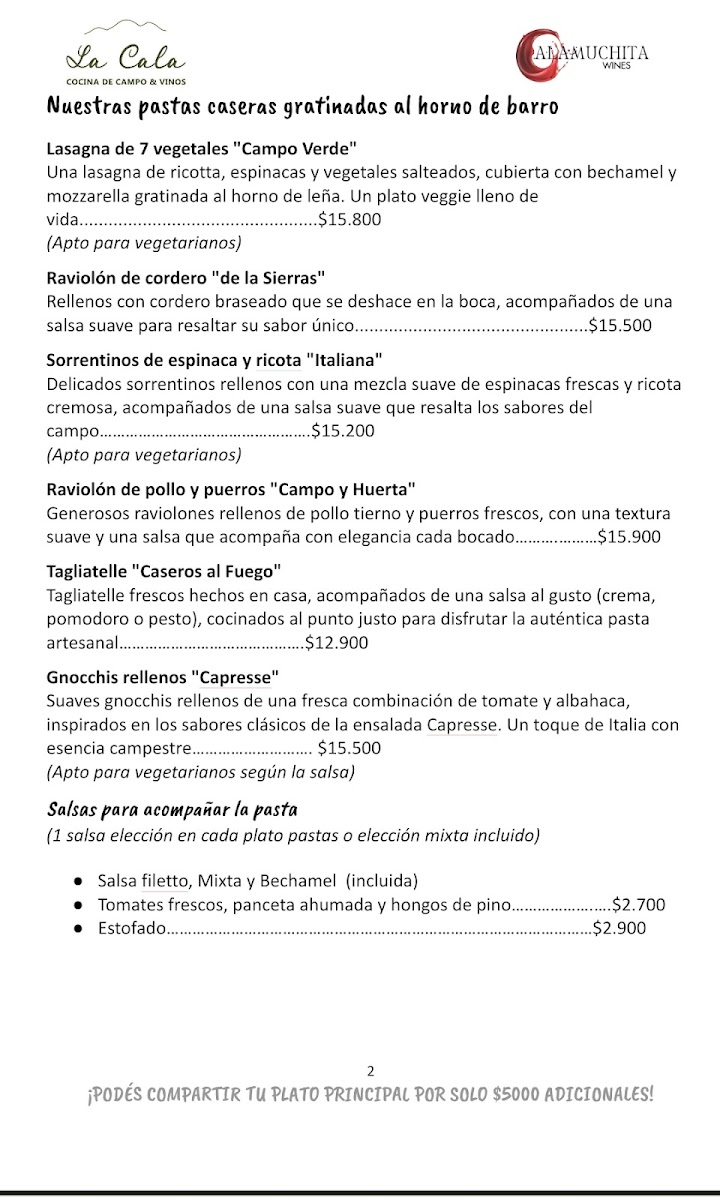 Menu La Cala - Cocina De Campo & Vinos-1