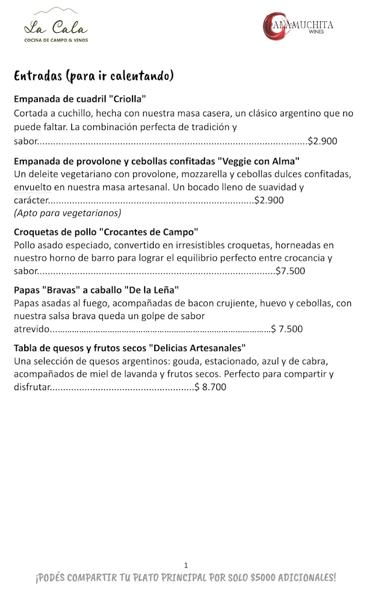 Menu La Cala - Cocina De Campo & Vinos-5