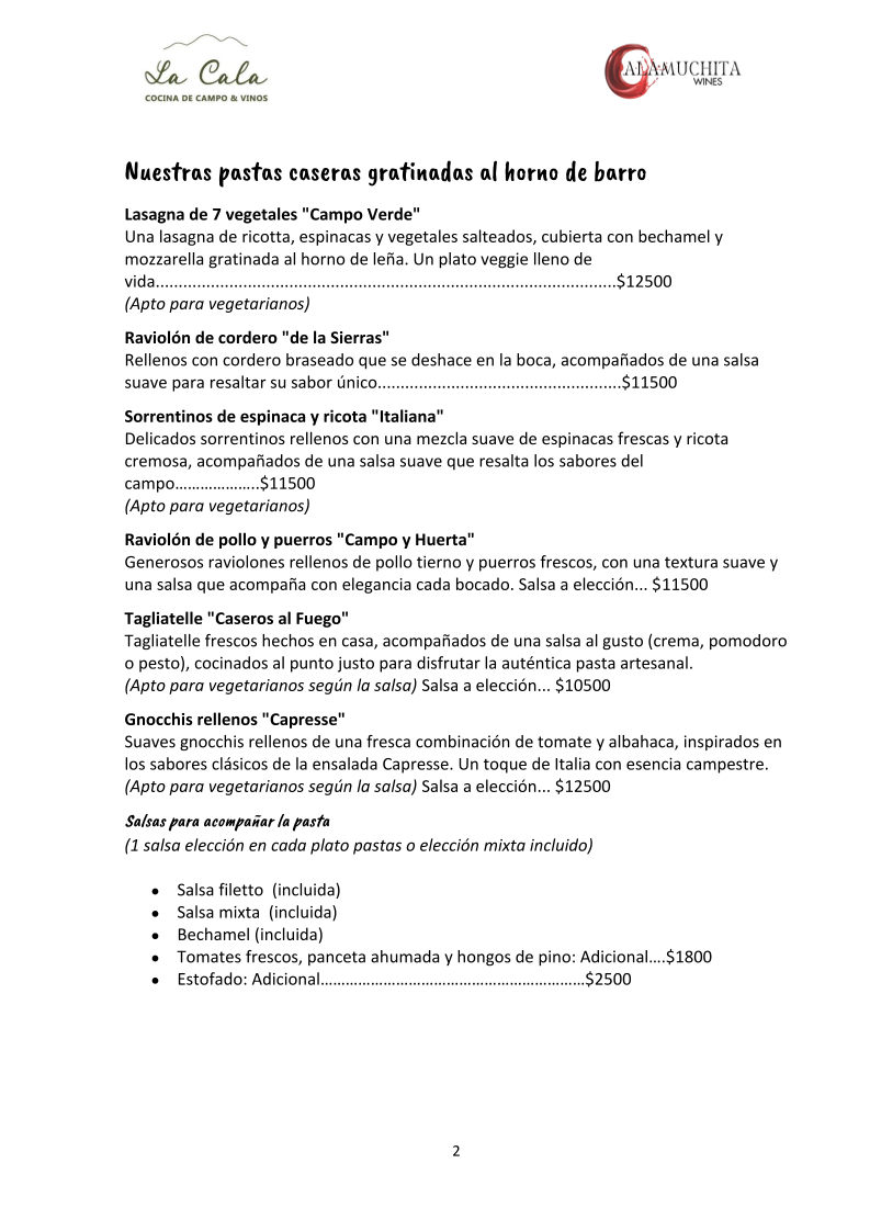 Menu La Cala - Cocina De Campo & Vinos-8